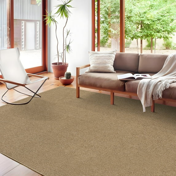 Hasoo 10' x 13' Area Rug for Living Room Solid Textured Vintage Rug Non Slip Throw Rugs Indoor Carpet, Taupe