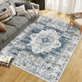 thumbnail image 1 of Hasoo 10' x 13' Large Area Rug for Living Room Bedroom Traditional Persian Rug Floral Rug Medallion Indoor Floor Cover Washable Rug Home Decor, Blue, 1 of 6