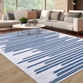 thumbnail image 1 of Hasoo 10' x 13' Modern Rug Geometric Lines Area Rug for Living Room Bedroom Kitchen Dining Room Home Office Floor Rug Beige/Blue, 1 of 6