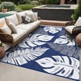 thumbnail image 1 of Hasoo 10' x 20' Navy/White Outdoor Rug Plastic Straw Rug Bohemia Carpet Waterproof PP Tube Woven Portable Mat for Patio Decor, Balcony, Picnic, 1 of 7