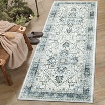 Hasoo 2' x 6' Area Rug for Living Room Boho Vintage Rug Non Slip Throw Rugs Floral Bedroom Rug, Green