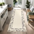 thumbnail image 1 of Hasoo 2' x 6' Beige/Black Runner Rugs for Hallway Kitchen Washable Vintage Floral Print Bedside Indoor Modern Geometric Bordered Doormat, 1 of 5