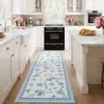thumbnail image 1 of Hasoo 2'x 6' Floral Throw Rug Modern Indoor Carpet Soft Non Slip Runner for Bathroom Entryway Dorm, Beige Blue, 1 of 5