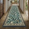 thumbnail image 1 of Hasoo 2'x 6' Floral Throw Rug Modern Indoor Carpet Soft Non Slip Runner for Bathroom Entryway Dorm, Dark Blue, 1 of 5