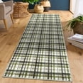 thumbnail image 1 of Hasoo 2' x 6' Green Runner Washable Rug for Hallway Enterway Bedside Modern Checkered Pattern Indoor Throw Carpet, 1 of 7