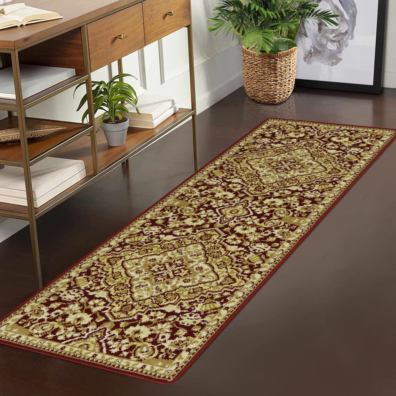 Traditional Hall Runner Rug Hasoo 2' x 6' Hallway Runner Rug Traditional Persian Area Rug Non ...