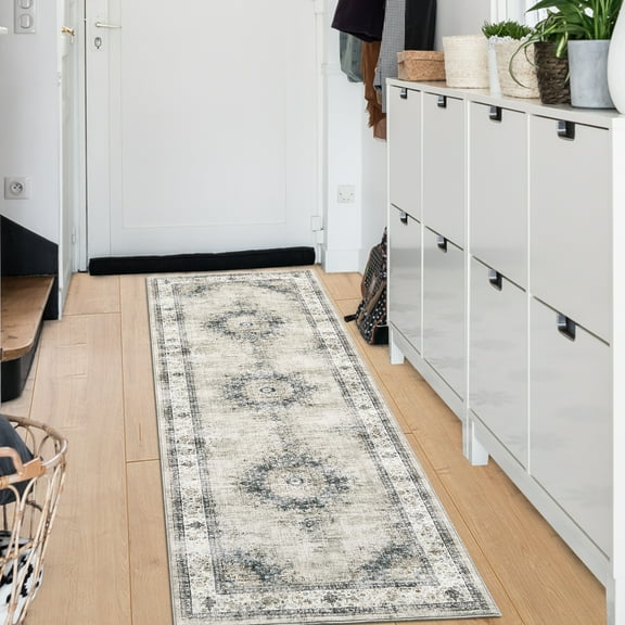 Hasoo 2' x 6' Hallway Runner Soft Persian Traditional Indoor Rug for Entryway Washable Anti Slip Carpet, Light Green