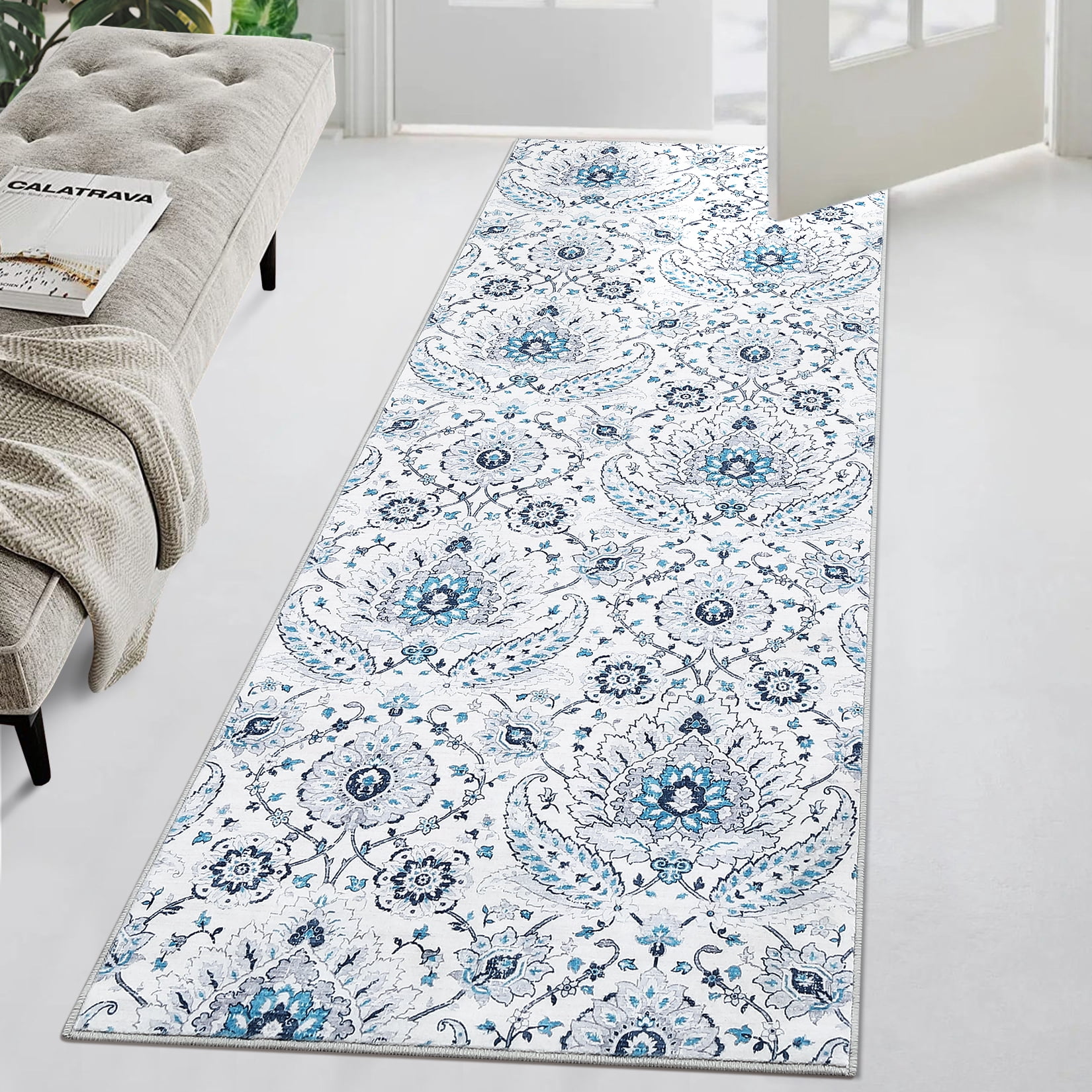 Hasoo 2' x 6' Paisley Area Rug for Living Room Boho Vintage Rug Non ...