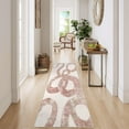 thumbnail image 1 of Hasoo 2' x 6' Pink Runner for Hallway Soft Abstract Geometric Line Area Rug Non Slip Stain Resistant Carpet, 1 of 6