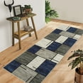 thumbnail image 1 of Hasoo 2' x 6' Runner Rug Modern Geometric Patchwork Print Rug Non-Shedding Non-Slip Floor Mat Bedside Laundry Kitchen Rug, Blue, 1 of 7