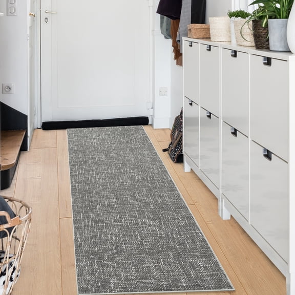 Hasoo 2' x 6' Runner Rug Solid Washable Rugs Runners for Hallways Non Slip Kitchen Mat with Rubber Backing Indoor Gray Rug