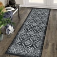 thumbnail image 1 of Hasoo 2' x 6' Runner Rug for Floor Modern Floral Thin Carpet Non-Slip Foldable Indoor Area Rug for Hallway Living Room Bedroom Kitchen Black/Gray, 1 of 5