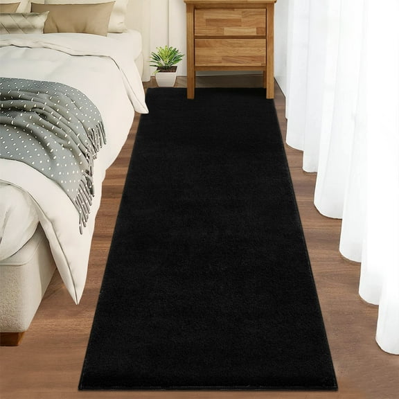 Hasoo 2' x 6' Runner Rug for Hallway Enterway Washable Modern Throw Carpet with Non-Slip Backing, Black
