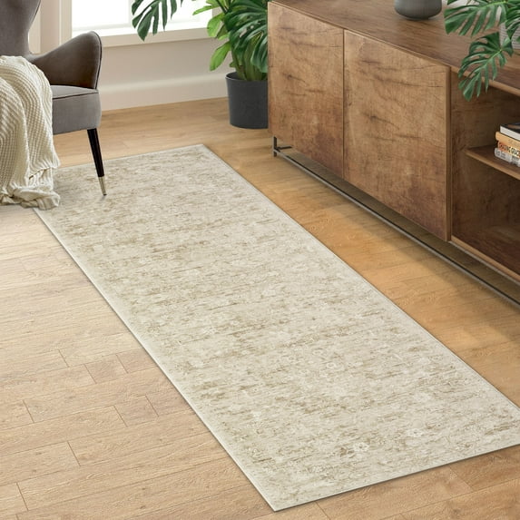 Hasoo 2' x 6' Runner for Hallway Boho Vintage Rug Non Slip Throw Rugs Floral Bedroom Rug, Camel