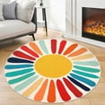 thumbnail image 1 of Hasoo 4' x 4' Round Rug Colorful Washable Circle Area Rug Sun Print Modern Non-Slip Non-Shedding Floor Cover for Home Decor, Red/Orange, 1 of 6