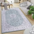 thumbnail image 1 of Hasoo 4' x 6' Area Rug Machine Washable Non-Slip Non-Shedding Low-Pile Floor Cover Persian Distressed Vintage Area Rug for Dining Room Living Room, Blue, 1 of 6