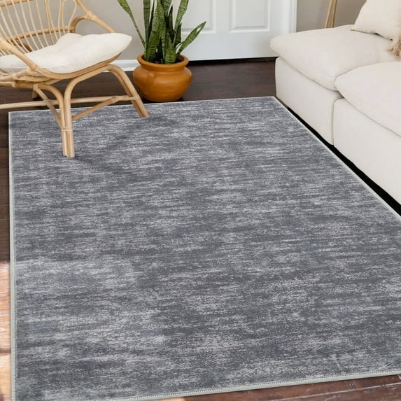Hasoo 4' x 6' Area Rug for Living Room Machine Gray Washable Rugs Throw Rugs Non Slip Rugs for Bedroom Flannel Soft Rug
