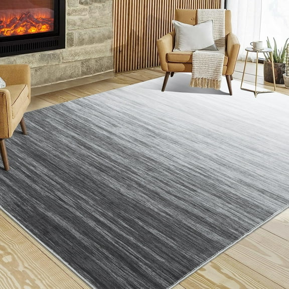 Hasoo 4' x 6' Gray Modern Abstract Area Rug for Living Room Non-Slip Washable Indoor Home Decor Carpet