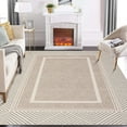 thumbnail image 1 of Hasoo 5' x 7' Area Rug Modern Geometric Bordered Carpet for Living Room Bedroom, Light Brown, 1 of 5