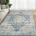 thumbnail image 1 of Hasoo 5' x 7' Area Rug for Living Room Boho Vintage Rug Non Slip Throw Rugs Floral Bedroom Rug, Blue, 1 of 5