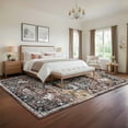 thumbnail image 1 of Hasoo 5' x 7' Area Rug for Living Room Boho Vintage Rug Non Slip Throw Rugs Floral Bedroom Rug, Brown, 1 of 6