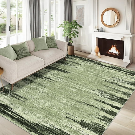 Hasoo 5' x 7' Area Rug for Living Room Border Modern Rug Non Slip Abstract Bedroom Carpet, Green