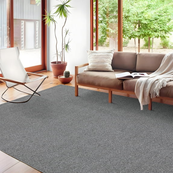 Hasoo 5' x 7' Area Rug for Living Room Solid Textured Vintage Rug Non Slip Throw Rugs Indoor Carpet, Gray