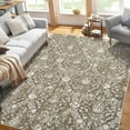 thumbnail image 1 of Hasoo 5' x 7' Damask Area Rug for Living Room Boho Vintage Rug Non Slip Throw Rugs Floral Bedroom Rug, Khaki, 1 of 5