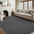 thumbnail image 1 of Hasoo 5' x 7' Modern Rugs for Bedroom Imitation Braided Pattern Soft Geometric Living Room Carpet, Black, 1 of 7