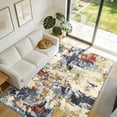 thumbnail image 1 of Hasoo 5' x 7' Washable Indoor Non-Slip Bedroom Carpet Modern Abstract Area Rug for Living Room, Red/Blue/Brown, 1 of 6