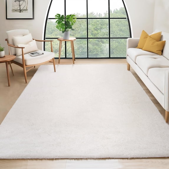Hasoo 6' x 9' Fluffy Shaggy Soft Area Rug for Living Room Dorm Home Decor Aesthetic, White