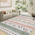 thumbnail image 1 of Hasoo 8' x 10' Area Rug Geometric Low Pile Carpet for Dorm Dining Room Home Decor Floral Pattern Indoor Rug, Green Pink, 1 of 6