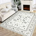thumbnail image 1 of Hasoo 8' x 10' Area Rug Oriental Persian Floral Rug Machine Washable Boho Rug Soft Indoor Low Pile Non-Shedding Carpet for Living Room Bedroom, Beige, 1 of 6