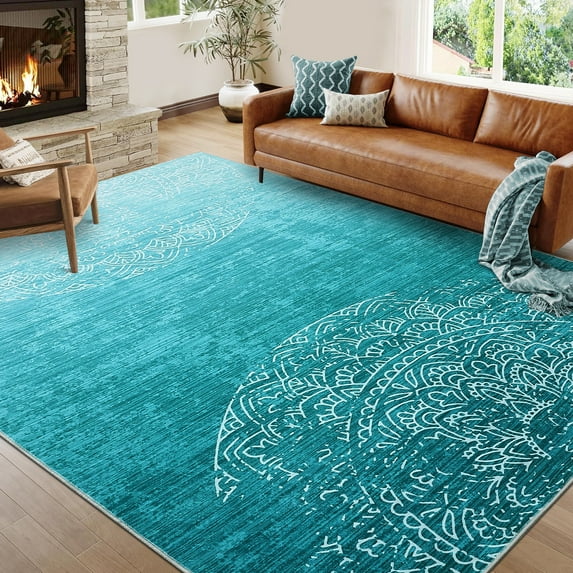 Hasoo 8' x 10' Area Rug for Bedroom Dorm Indoor Modern Rug Non-shedding, Teal