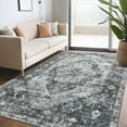 thumbnail image 1 of Hasoo 8' x 10' Area Rug for Living Room Boho Vintage Rug Non Slip Throw Rugs Floral Bedroom Rug, Gray, 1 of 5