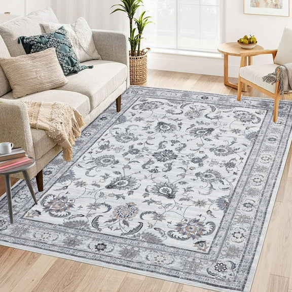 Hasoo 8' x 10' Area Rug for Living Room Persian Durable Washable Non Slip Rug for Bedroom, Gray