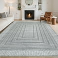 thumbnail image 1 of Hasoo 8' x 10' Area Rug for Living Room Washable Bordered Geometric Non Shedding Indoor Decor Carpet, Gray, 1 of 5