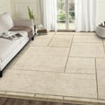 thumbnail image 1 of Hasoo 8' x 10' Area Rug for Living Room Washable Modern Plaid Non Slip Non Shedding Neutral Indoor Decor Carpet, Beige, 1 of 6