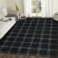 thumbnail image 1 of Hasoo 8' x 10' Area Rug for Living Room Washable Modern Plaid Non Slip Non Shedding Neutral Indoor Decor Carpet, Black, 1 of 6