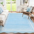 thumbnail image 1 of Hasoo 8' x 10' Area Rug for Living Room Washable Scalloped Non Shedding Neutral Indoor Decor Bordered Carpet, Blue, 1 of 5