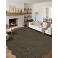 thumbnail image 1 of Hasoo 8' x 10' Area Rug for Living Room Washable Scalloped Non Shedding Neutral Indoor Decor Printed Carpet with Braided Pattern, Brown, 1 of 6