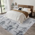thumbnail image 1 of Hasoo 8' x 10' Area Rugs Shag Indoor Plush and Thick Faux Fur Shag Rug Non-Slip Tie-dyed Carpet, Light Grey, 1 of 7