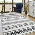thumbnail image 1 of Hasoo 8' x 10' Geometric Indoor Washable Non-Slip Low Pile Foldable Thin Floor Carpet, Black/White, 1 of 5