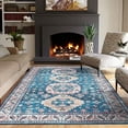 thumbnail image 1 of Hasoo 8' x 10' Large Area Rug Vintage Persian Floral Rug Soft Indoor Oriental Distressed Carpet Machine Washable Floor Cover for Living Room Bedroom, Sea Blue, 1 of 5
