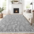 thumbnail image 1 of Hasoo 8' x 10' Large Area Rug for Living Room Durable Washable Floral Indoor Scallop Border Carpet Non Slip Rugs for Bedroom, Light Gray, 1 of 6