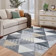 thumbnail image 1 of Hasoo 8'x 10' Large Geometric Area Rug Washable Modern Living Room Rug Non-Slip Stain Resistant Triangle Trellis Floor Carpet for Laundry Room, Grey/Yellow, 1 of 6