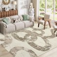 thumbnail image 1 of Hasoo 8' x 10' Modern Washable Indoor Rug for Dining Room Soft Abstract Geometric Line Area Rug Non Slip Stain Resistant Brown Carpet, 1 of 6