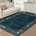 thumbnail image 1 of Hasoo 8' x 10' Washable Area Rug for Living Room Bedroom Modern Geometric Bordered Floor Cover Indoor Carpet for Home Office, Teal, 1 of 7
