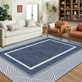 thumbnail image 1 of Hasoo 9' x 12' Area Rug Modern Geometric Bordered Carpet for Living Room Bedroom, Blue, 1 of 5