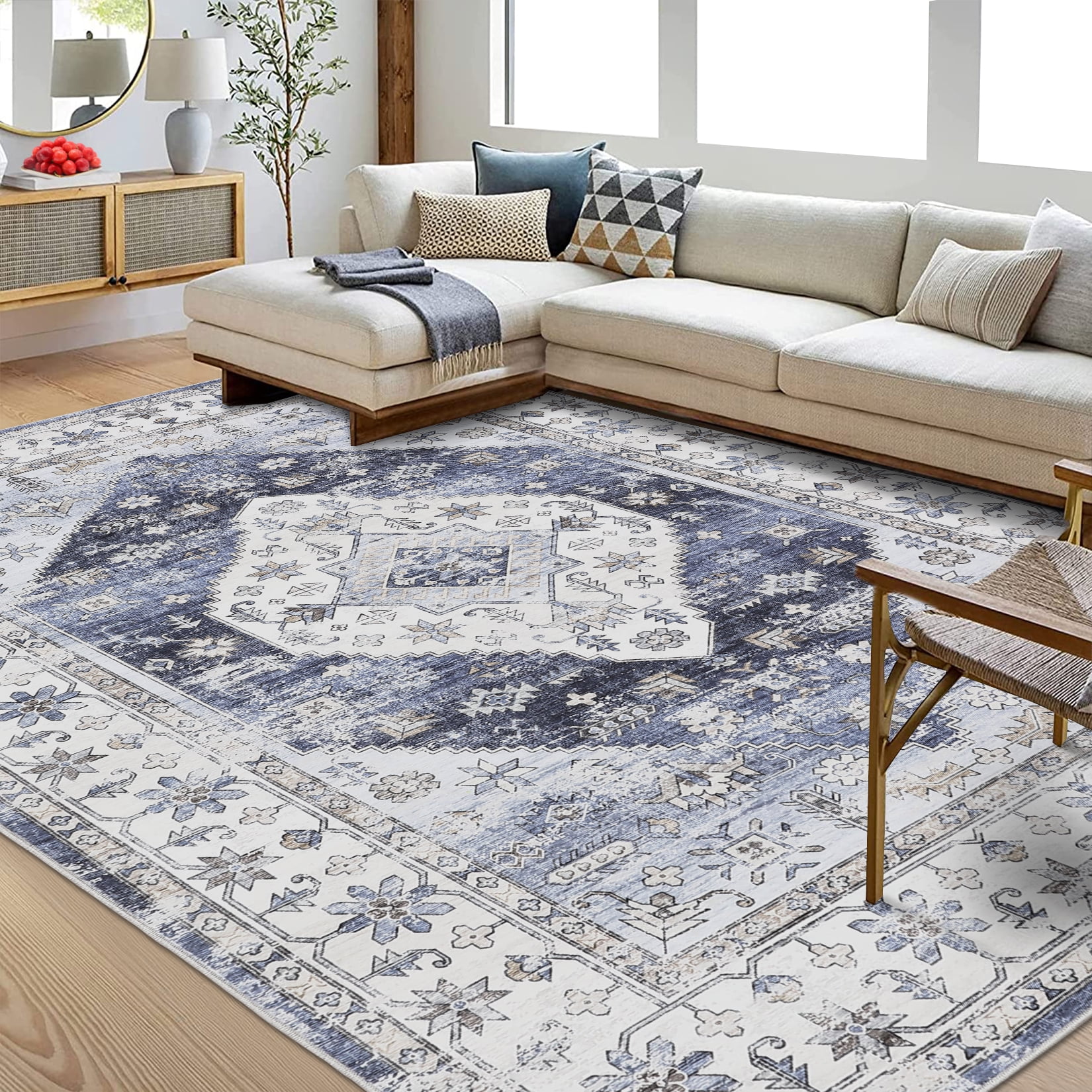 Hasoo 9' x 12' Area Rug Vintage Washable Rugs for Living